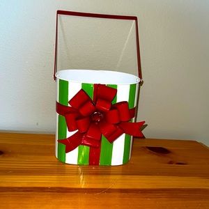 Christmas Galvanized Bucket with Tin Bow